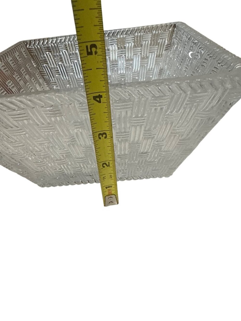 Tiffany & Co Square Glass Bowl Basket Weave Texture Made In Germany 8 Inches - Picture 7 of 7